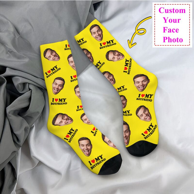 Dress Sock Men - Novelty Men's I Love My Boyfriend