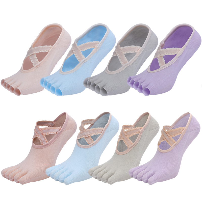 Toe Sock Split - Five Finger Yoga Socks Lace Cross