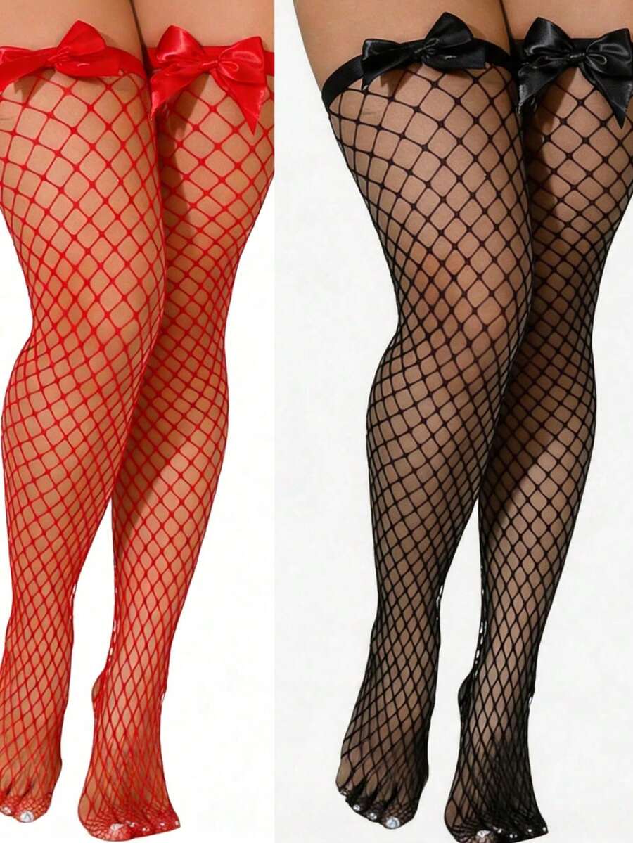 Bow Decor Fishnet Thigh High S - Fishnet Stocking Women review and price