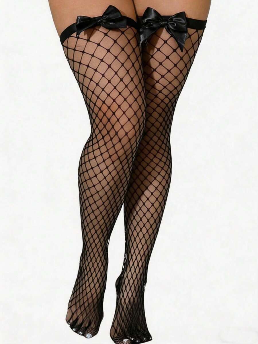Bow Decor Fishnet Thigh High S - Fishnet Stocking Women review and price
